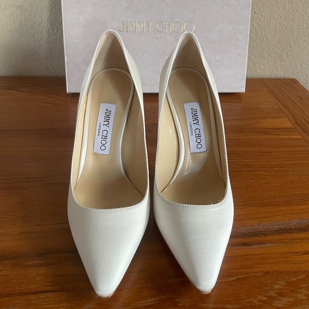 JIMMY CHOO ROMY 100 SATIN IVORY - Picture 7 of 16